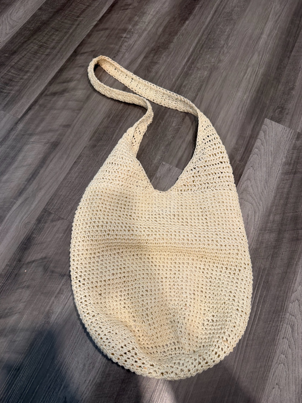 Cream Crochet Hobo Tote Bag Boho Beach Market Bag With Cotton Lining